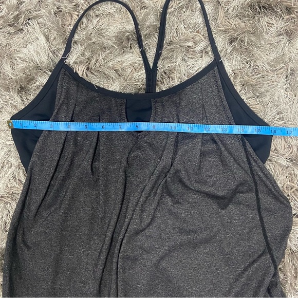 Lululemon women black and grey tone athletic workout top. Size L. Used. - Picture 9 of 11